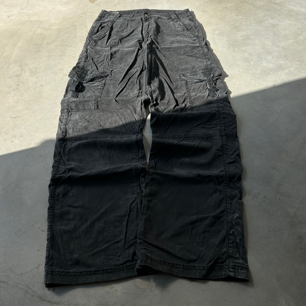 American Eagle Mens Faded Black Stretch Cargo Pants Wide Leg 26x30